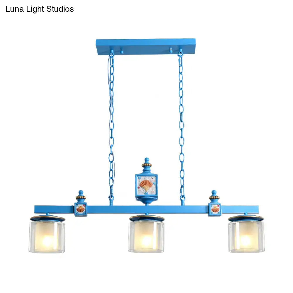 Industrial matte gray dual cylinder parlor island light kitchen pendant