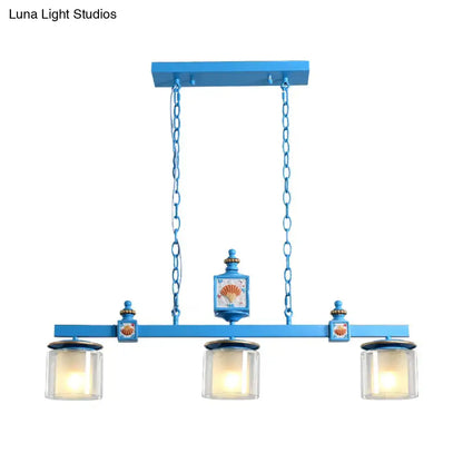 Industrial matte gray dual cylinder parlor island light kitchen pendant