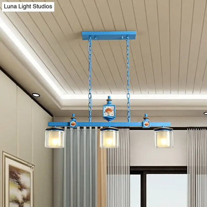 Industrial matte gray dual cylinder parlor island light kitchen pendant
