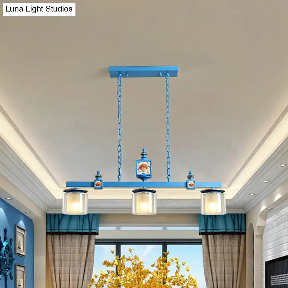 Industrial matte gray dual cylinder parlor island light kitchen pendant