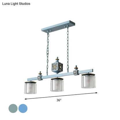 Industrial matte gray dual cylinder parlor island light kitchen pendant