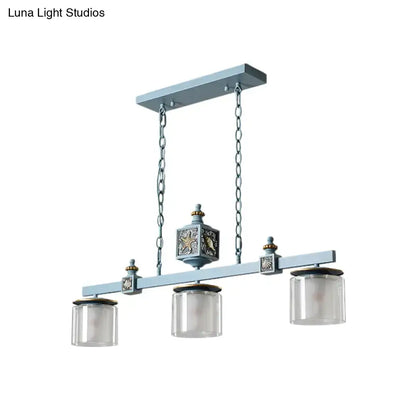 Industrial matte gray dual cylinder parlor island light kitchen pendant