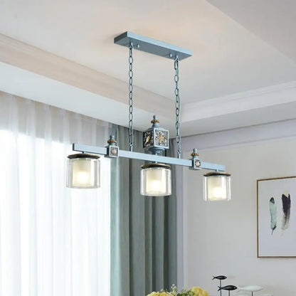Industrial matte gray dual cylinder parlor island light kitchen pendant