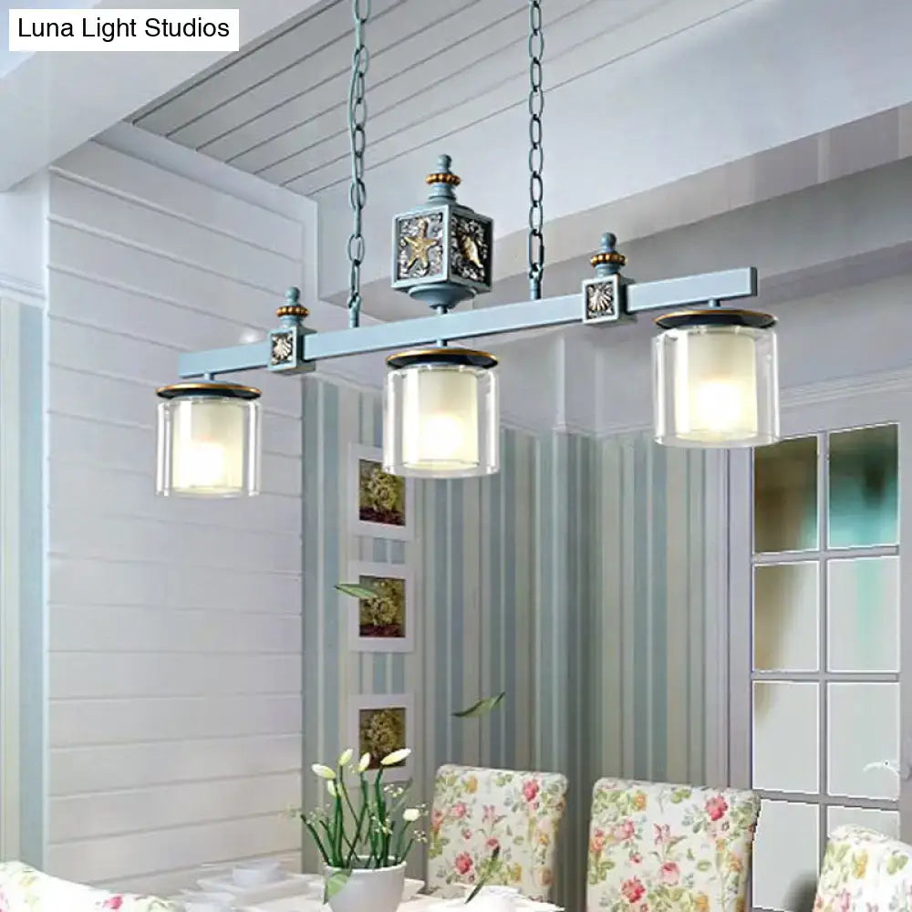 Industrial matte gray dual cylinder parlor island light kitchen pendant