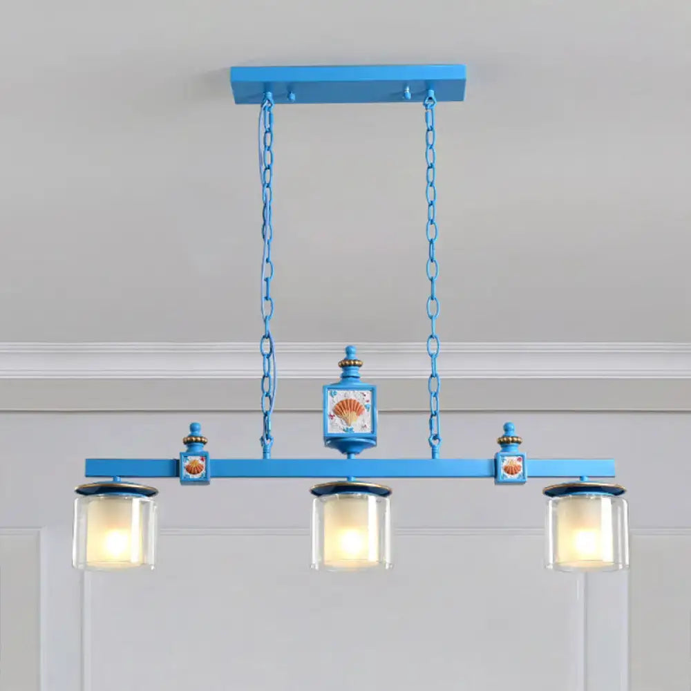 Industrial matte gray dual cylinder parlor island light kitchen pendant