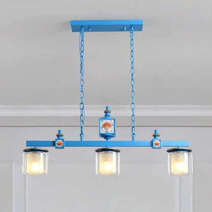 Industrial matte gray dual cylinder parlor island light kitchen pendant