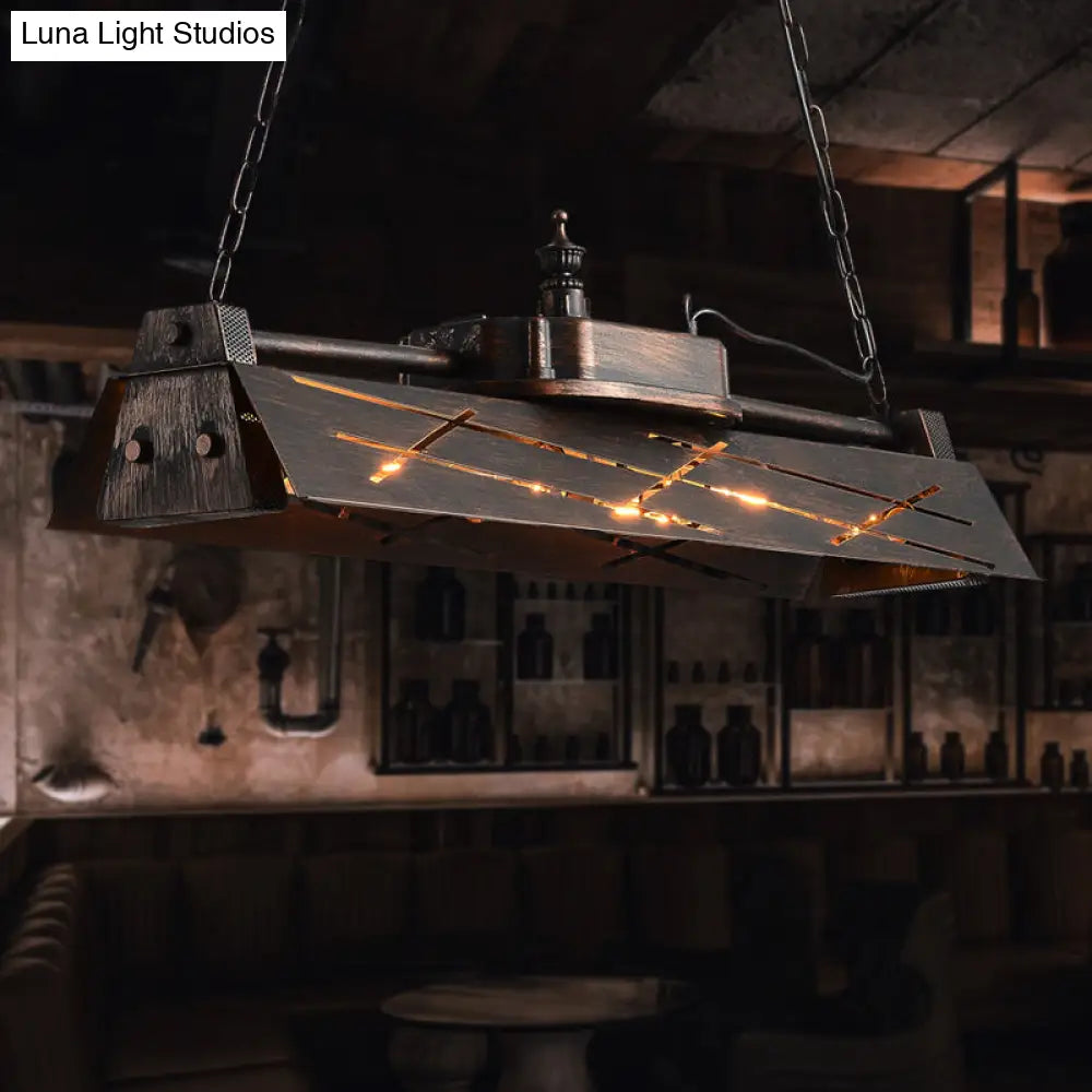 DecorBites™ Industrial Metal 4-Light Suspension Lamp with Hollow-out Design for Dining Room Island