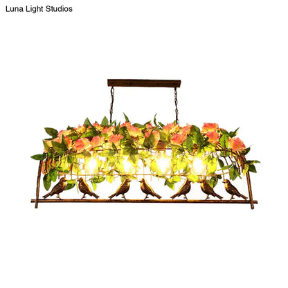 DecorBites™ Industrial Metal Birdcage Flower Island Lamp: Black, 3/4 Heads, Hanging Ceiling Light for Restaurants
