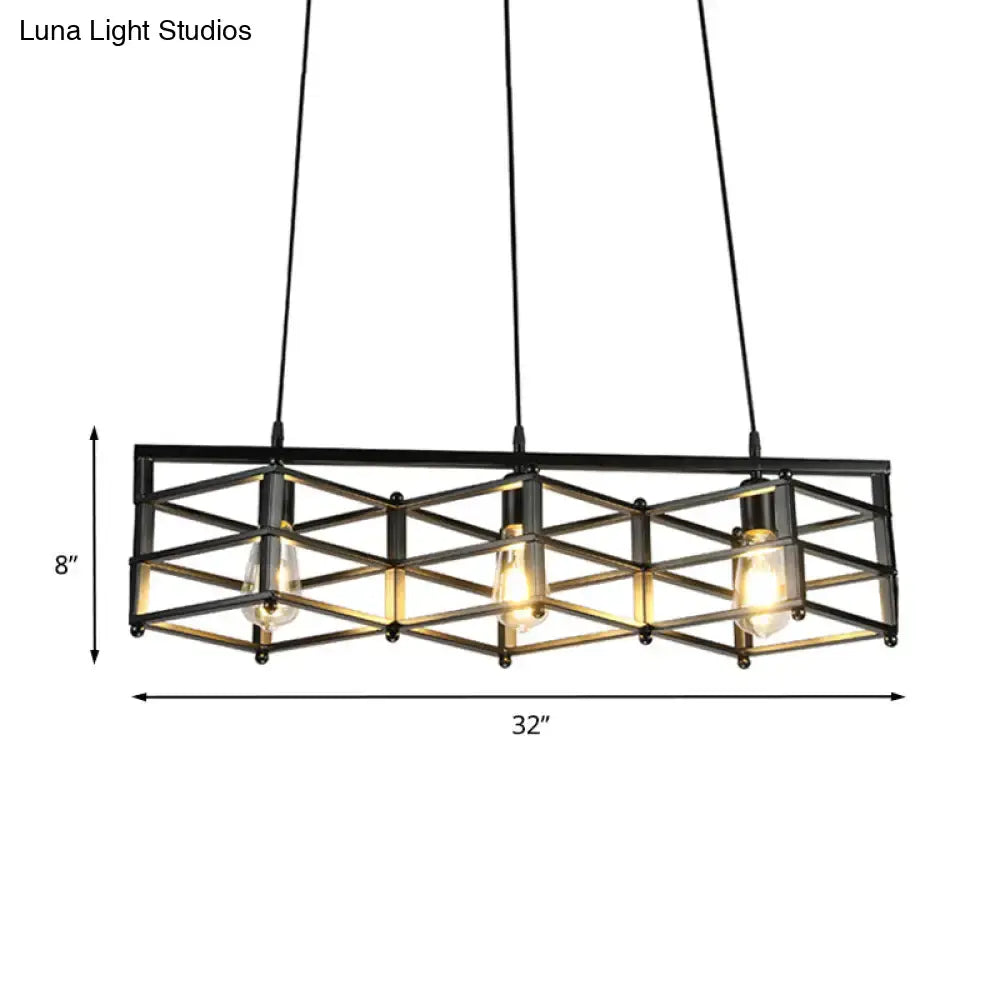 Industrial metal island lighting dining room cage shade pendant