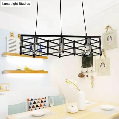 Industrial metal island lighting dining room cage shade pendant