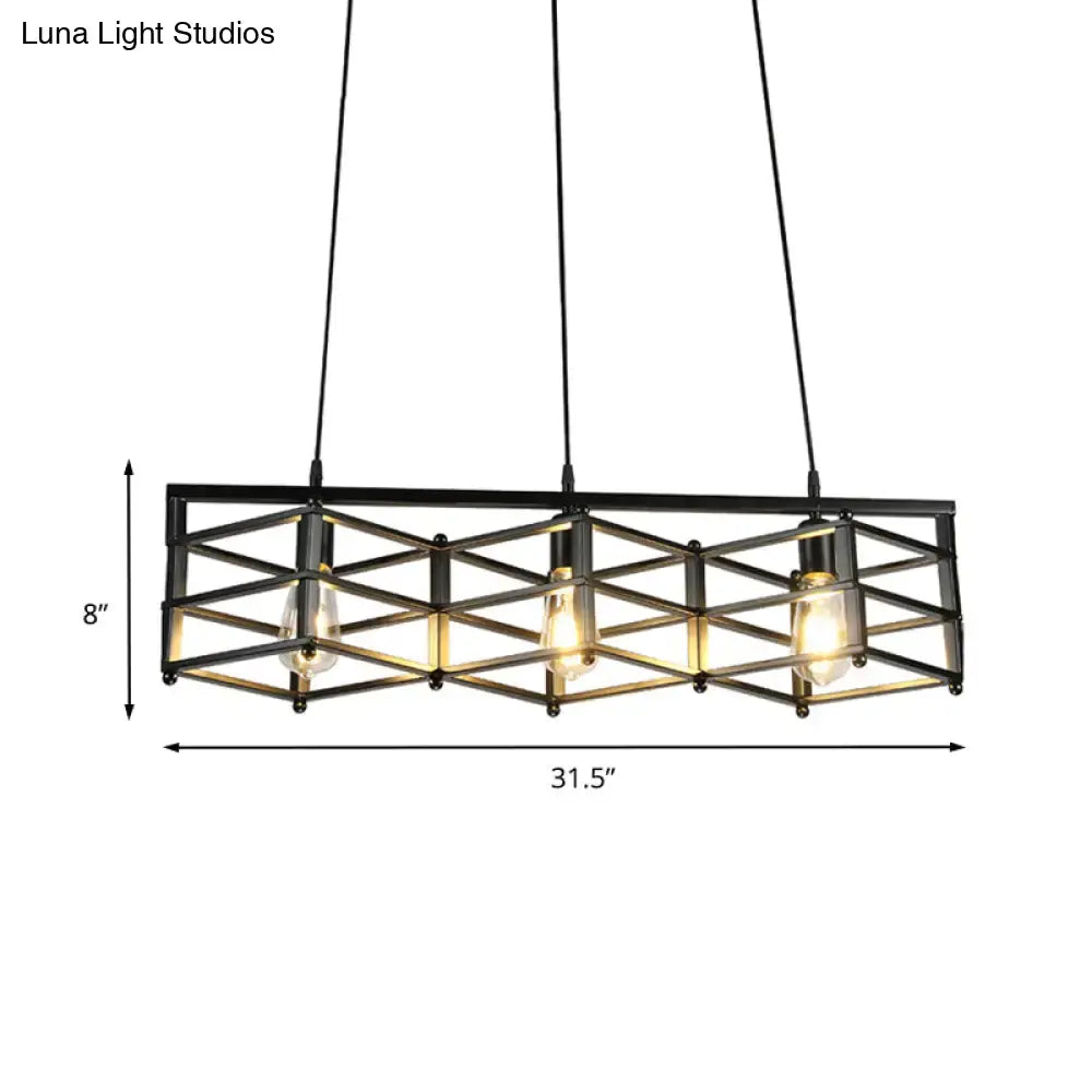 Industrial metal island lighting dining room cage shade pendant
