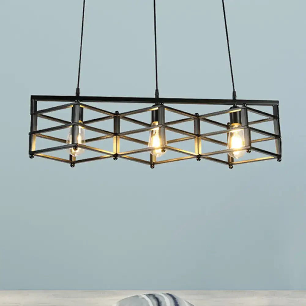 Industrial metal island lighting dining room cage shade pendant