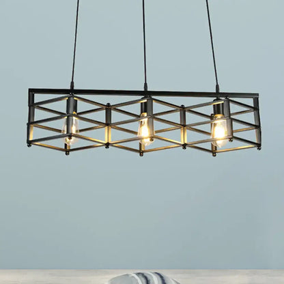Industrial metal island lighting dining room cage shade pendant