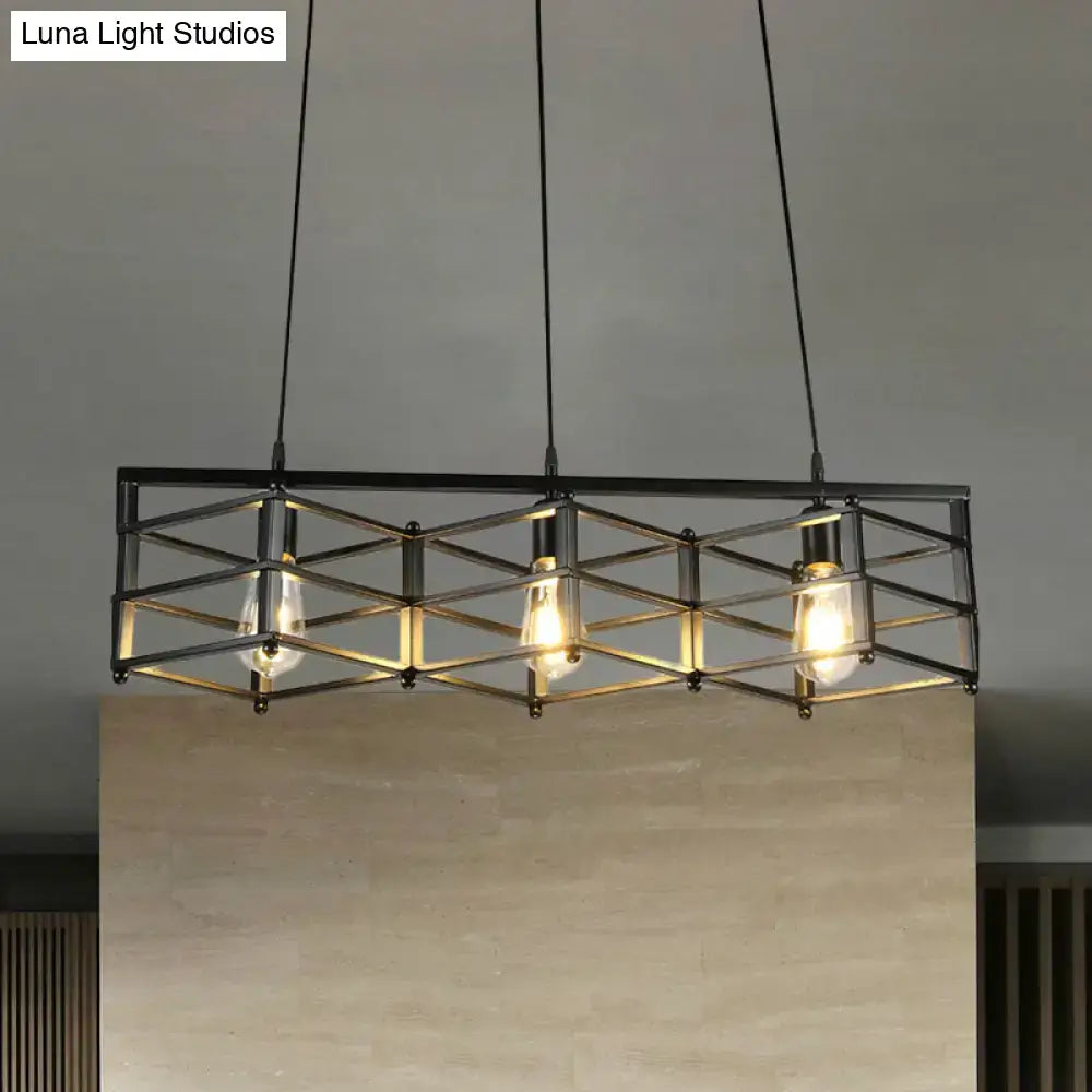 Industrial metal island lighting dining room cage shade pendant