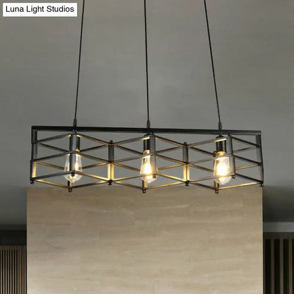 Industrial metal island lighting dining room cage shade pendant
