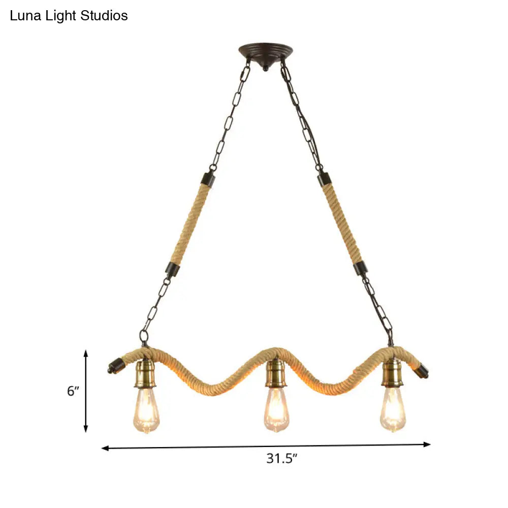 DecorBites™ Industrial Metal Island Pendant Light Fixture with Exposed Bulbs - Beige, 3 Lights