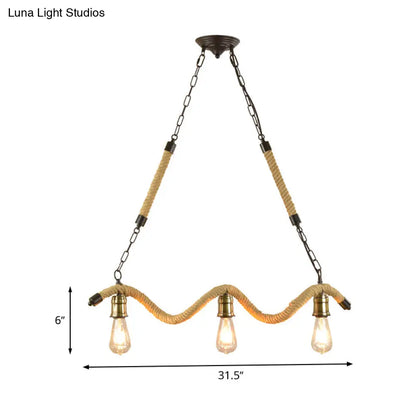 DecorBites™ Industrial Metal Island Pendant Light Fixture with Exposed Bulbs - Beige, 3 Lights