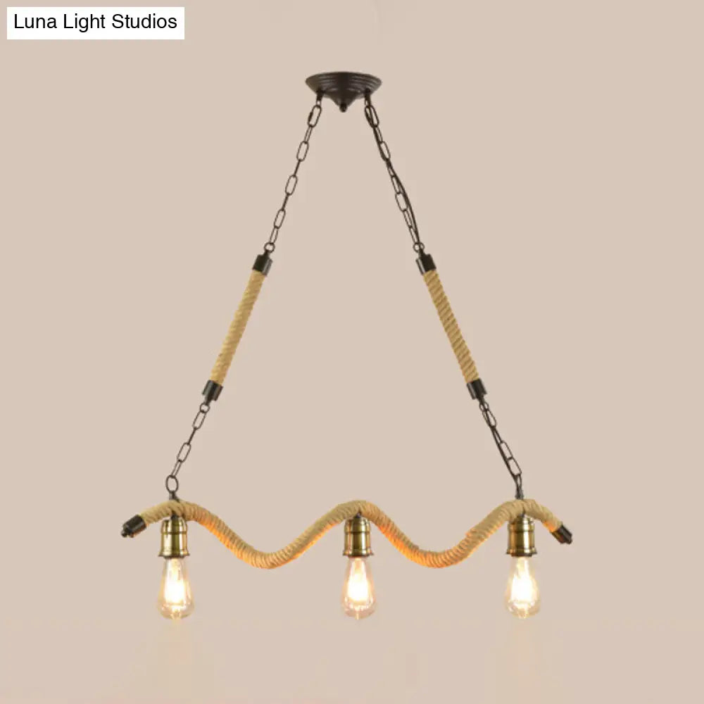 DecorBites™ Industrial Metal Island Pendant Light Fixture with Exposed Bulbs - Beige, 3 Lights