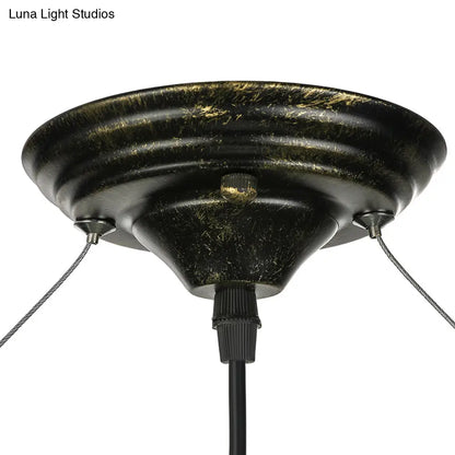 DecorBites™ Industrial Metal Pendant Lamp with Bare Bulb - 5 Bulb Antique Brass Ceiling Light for Living Room Island