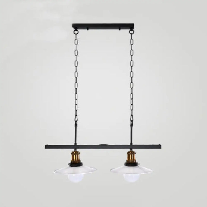 DecorBites™ Industrial Metal Pendant Light Fixture for Kitchen Island with White Cone Shades and Chains (2 or 3-Light)