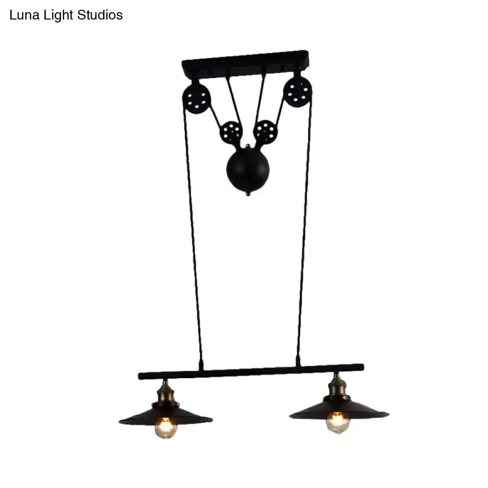 Industrial mickey metal island pendant light kitchen pull chain black