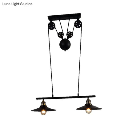 Industrial mickey metal island pendant light kitchen pull chain black