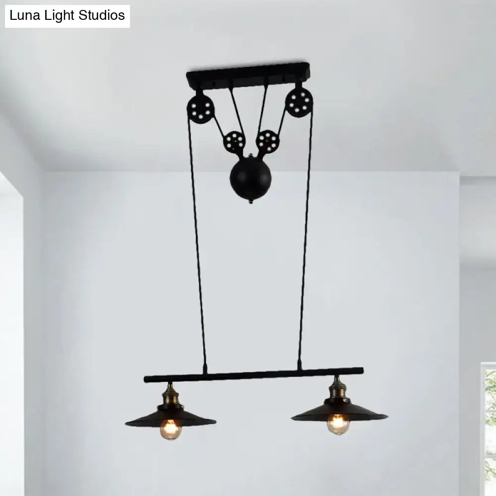 Industrial mickey metal island pendant light kitchen pull chain black