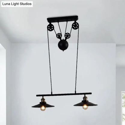 Industrial mickey metal island pendant light kitchen pull chain black