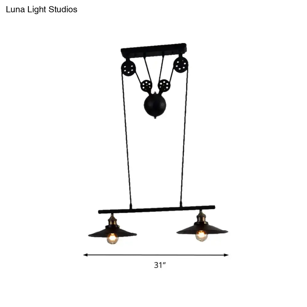 Industrial mickey metal island pendant light kitchen pull chain black