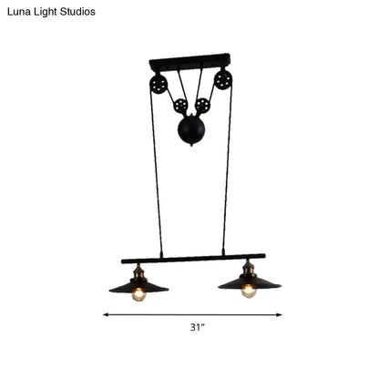 Industrial mickey metal island pendant light kitchen pull chain black