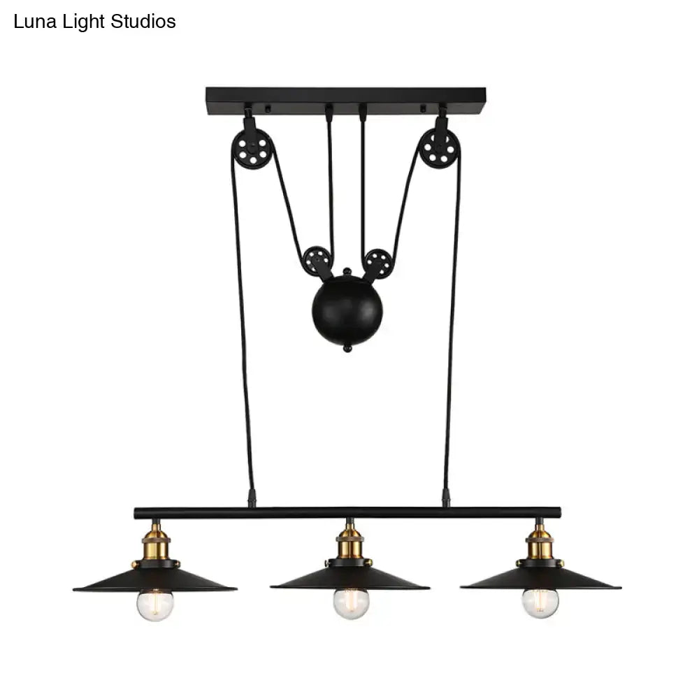 Industrial mickey metal island pendant light kitchen pull chain black