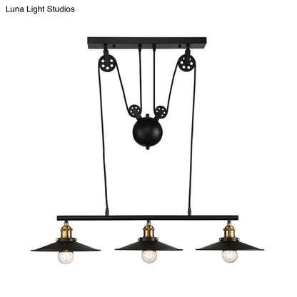Industrial mickey metal island pendant light kitchen pull chain black
