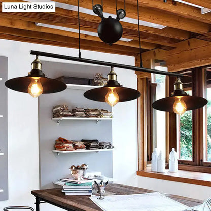 Industrial mickey metal island pendant light kitchen pull chain black