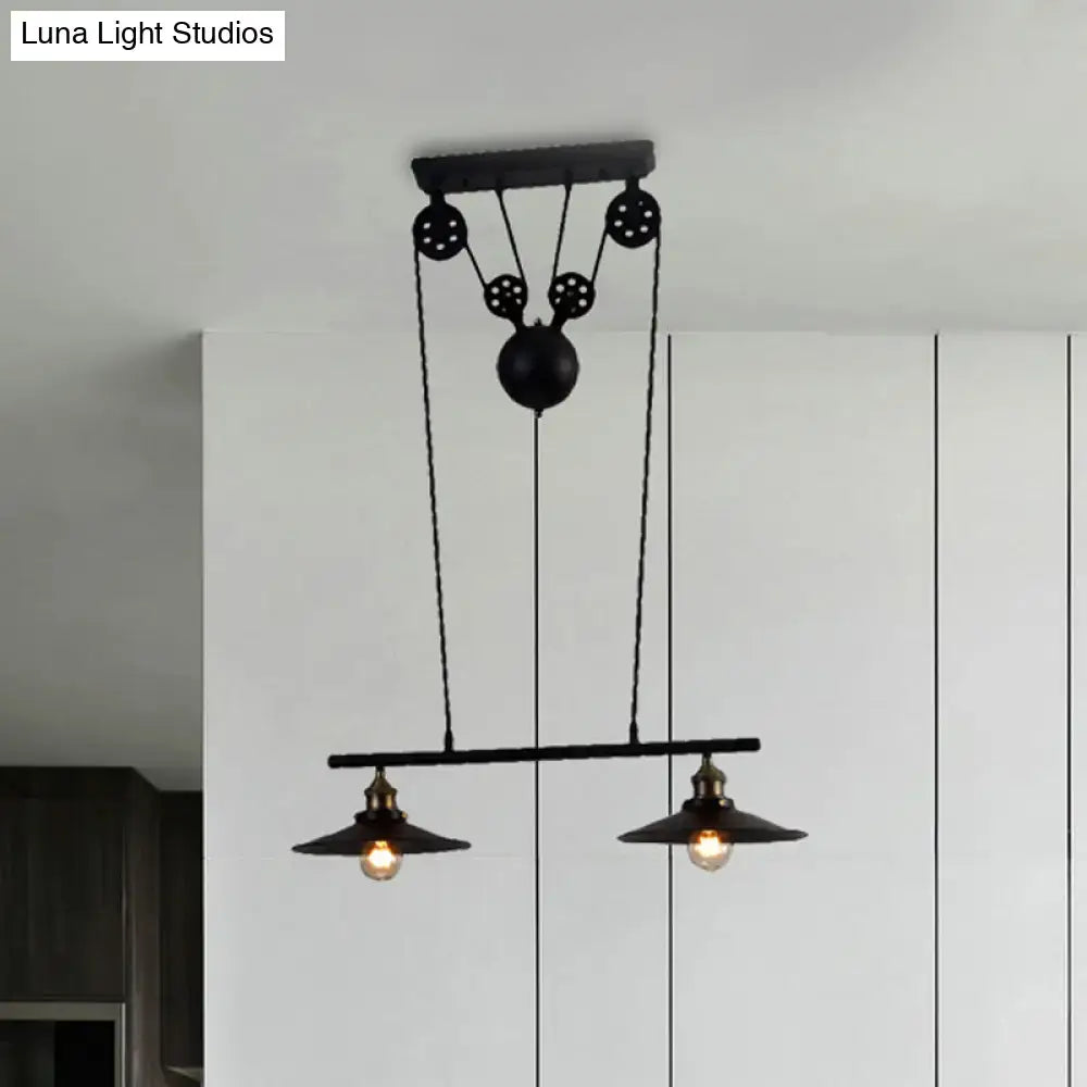 Industrial mickey metal island pendant light kitchen pull chain black
