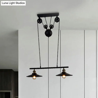 Industrial mickey metal island pendant light kitchen pull chain black