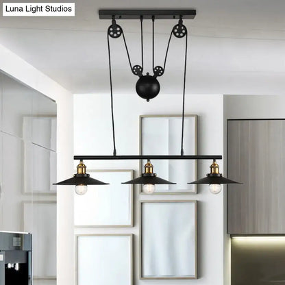Industrial mickey metal island pendant light kitchen pull chain black