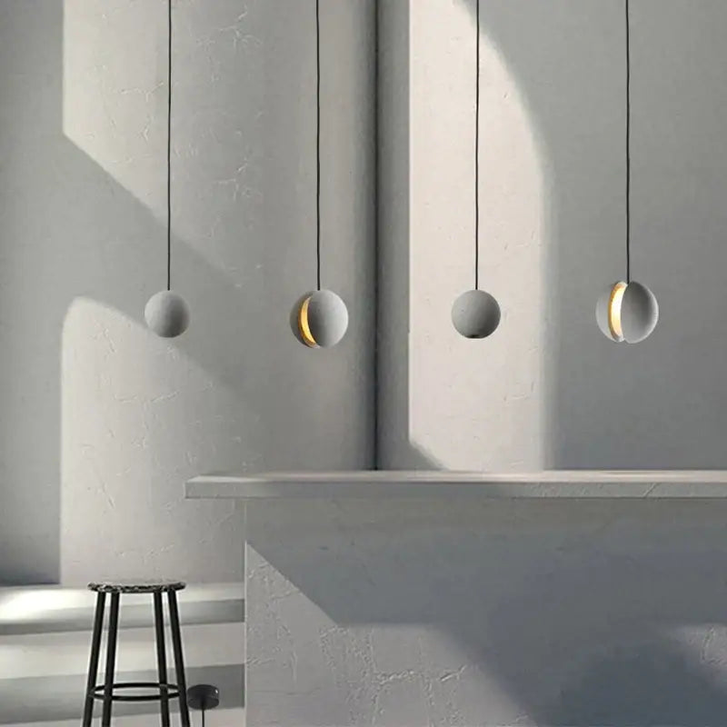 Industrial minimalist concrete and gold pendant lamp kitchen light
