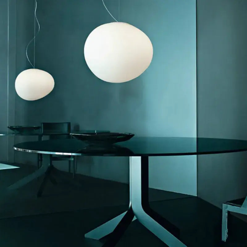 Industrial off-white oval pendant light living room fixture