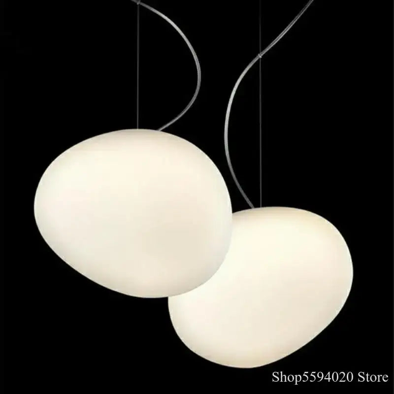 Industrial off-white oval pendant light living room fixture
