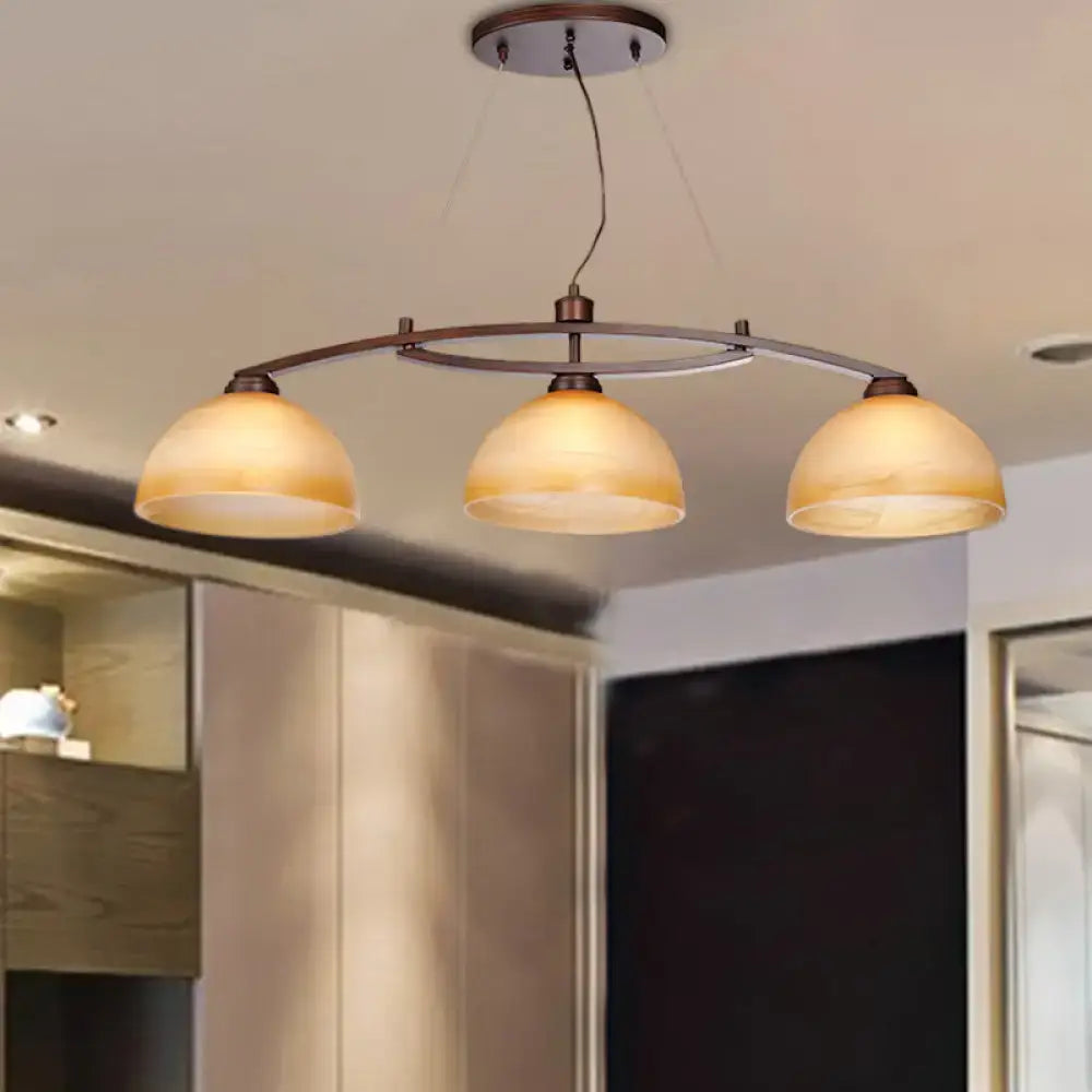 Industrial oil rubbed bronze 3-bulb amber glass island light kitchen