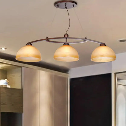 Industrial oil rubbed bronze 3-bulb amber glass island light kitchen