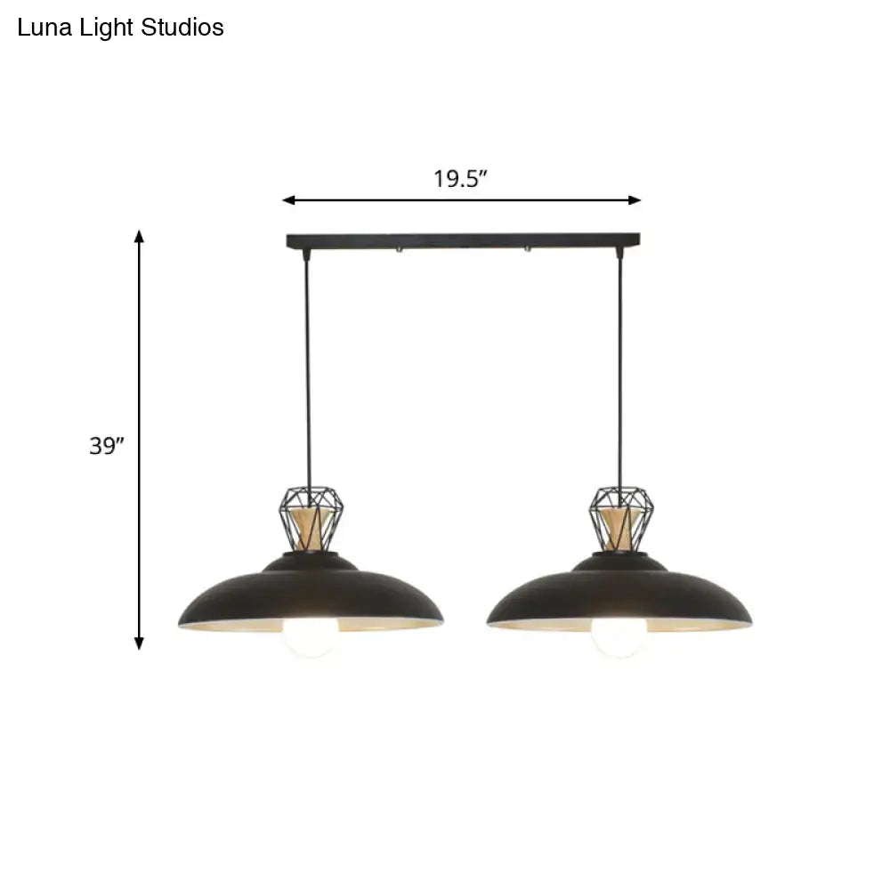 Industrial black metal shade pendant lamp kitchen wireframe light