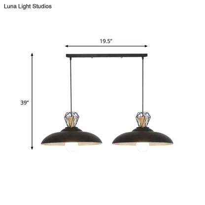 Industrial black metal shade pendant lamp kitchen wireframe light