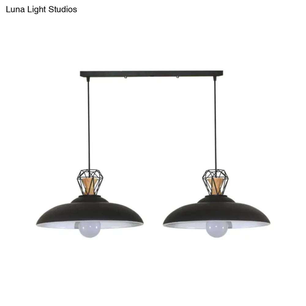 Industrial black metal shade pendant lamp kitchen wireframe light