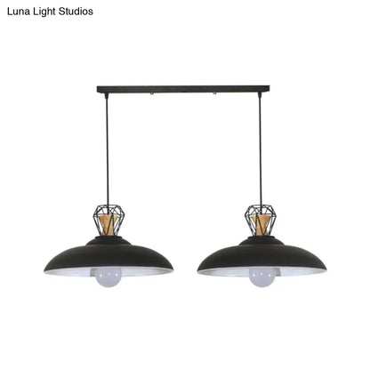 Industrial black metal shade pendant lamp kitchen wireframe light