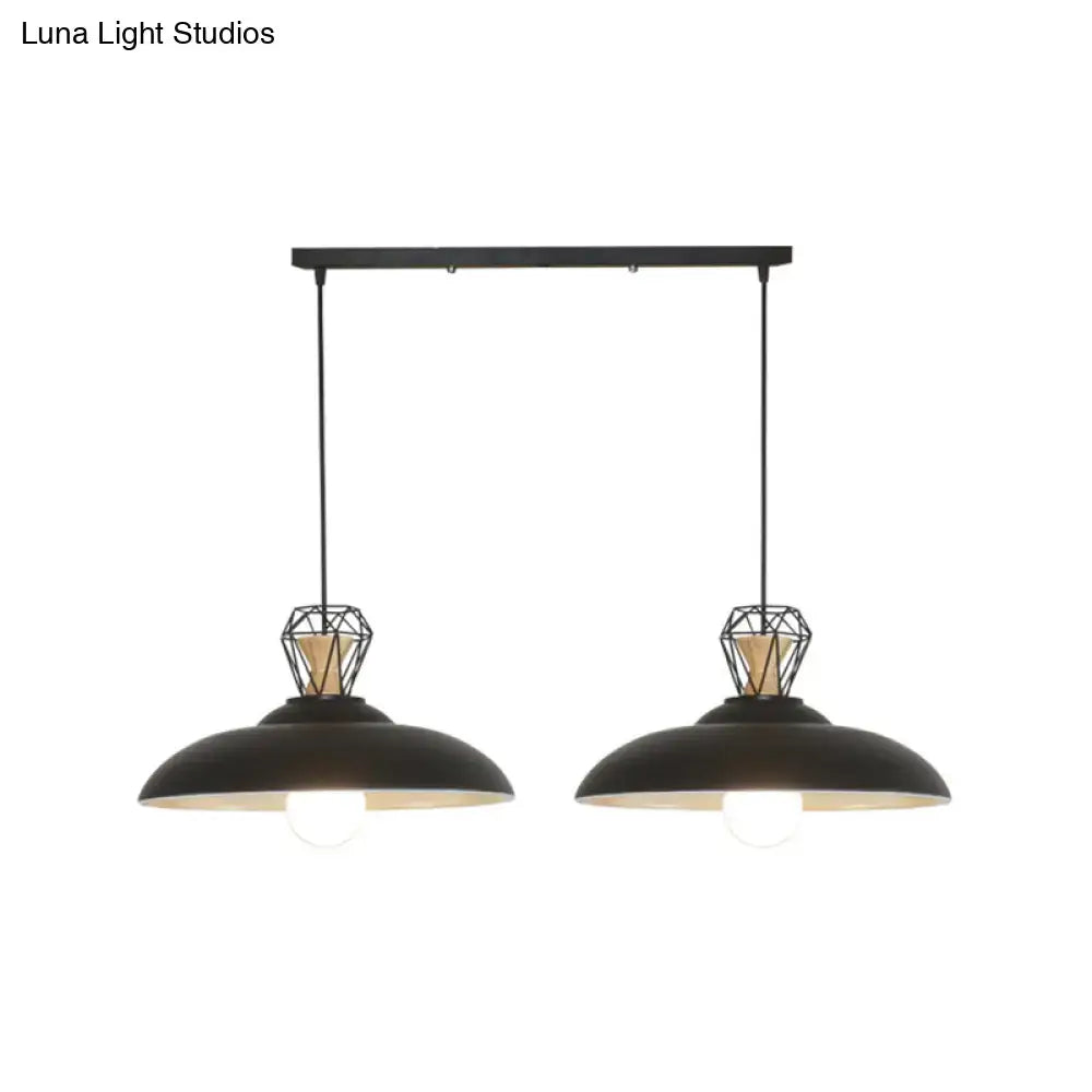 Industrial black metal shade pendant lamp kitchen wireframe light