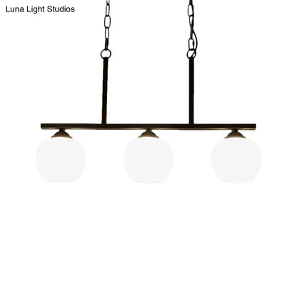 DecorBites™ Industrial Pendant Lighting with Opal Glass Globe Shade - Black 3-Light - Perfect for Dining Rooms