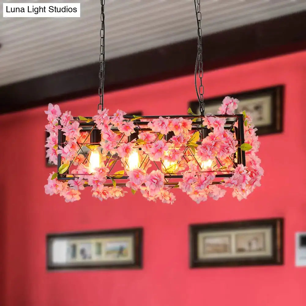Industrial pink & brown led hanging lamp kitchen island light