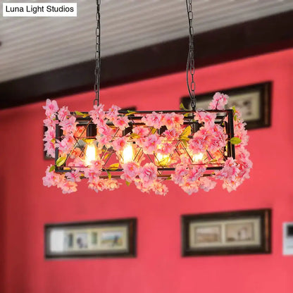 Industrial pink & brown led hanging lamp kitchen island light