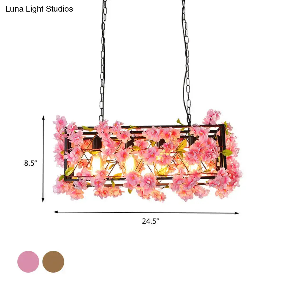 Industrial pink & brown led hanging lamp kitchen island light